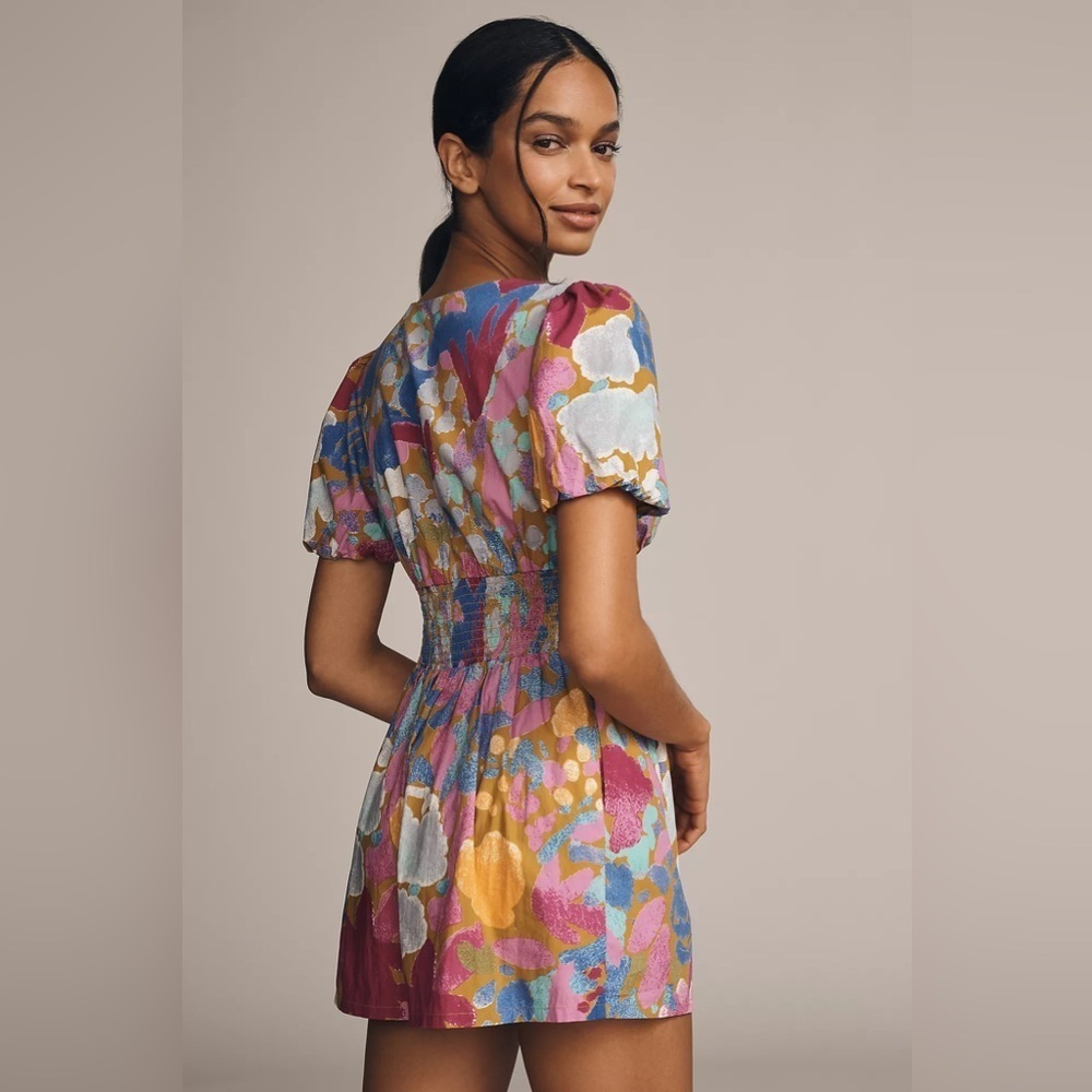 NWT! Anthropologie The Katerina Button-Front Romper Colourful Floral 🪐 - Picture 3 of 4
